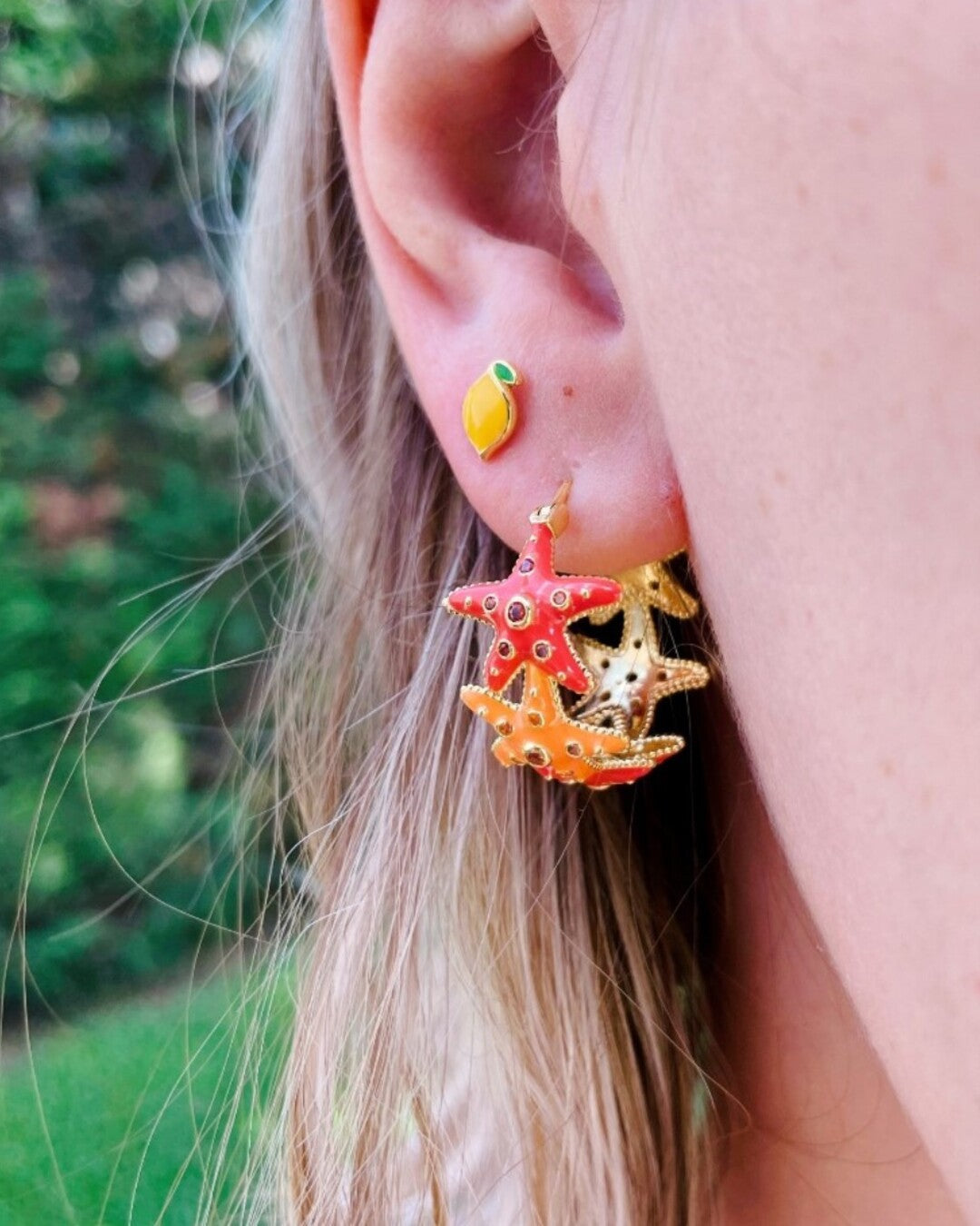 Hoop Starfish Earrings