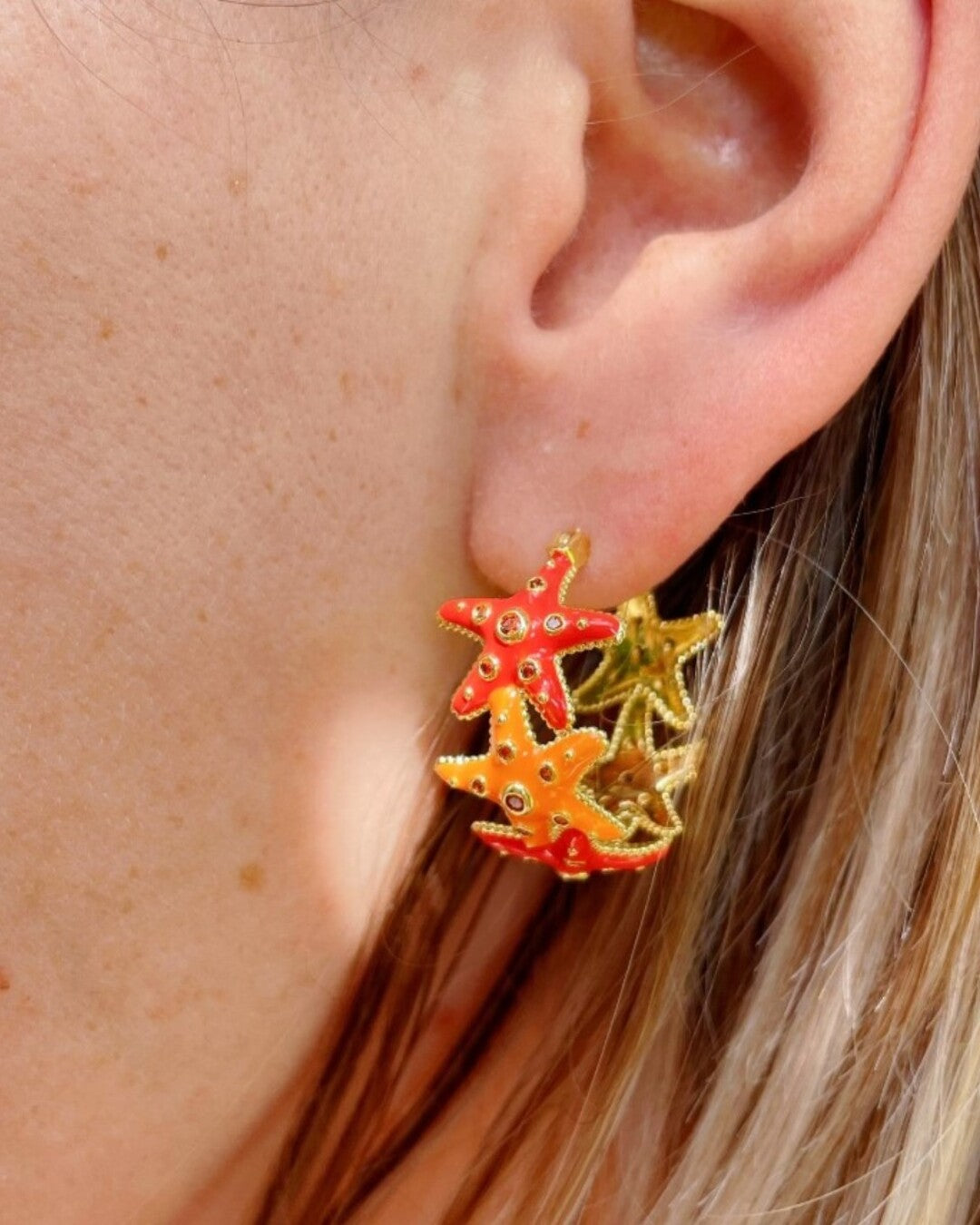 Hoop Starfish Earrings