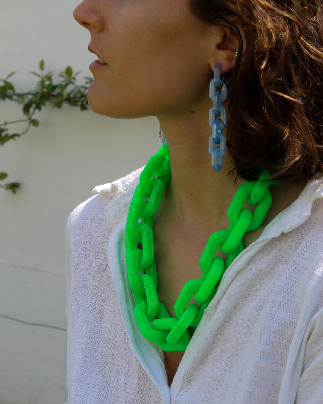 Handmade bio plastic colorful chain necklace - Rahrah