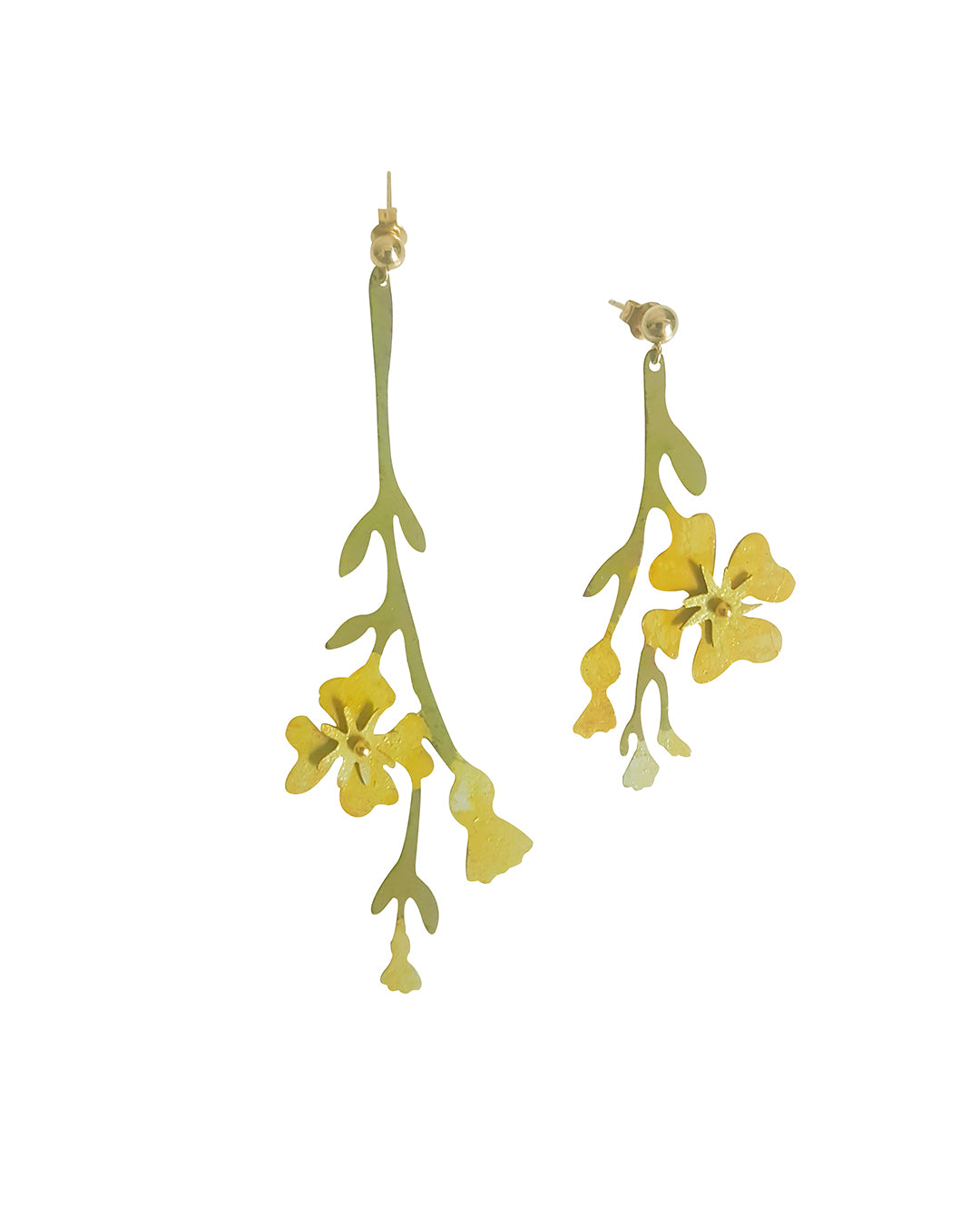 Handmade long earrings - yellow flowers - Sabrina Formica