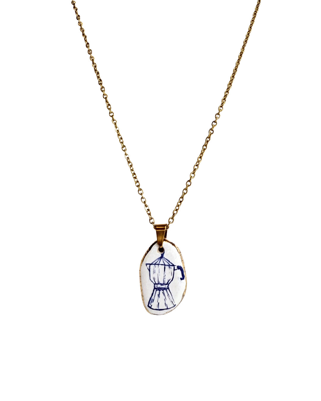 Moka pendant and venetian box chain necklace