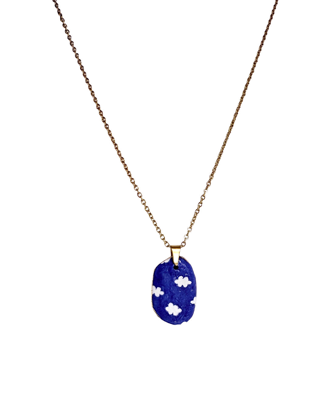 Cloud pendant and venetian box chain necklace