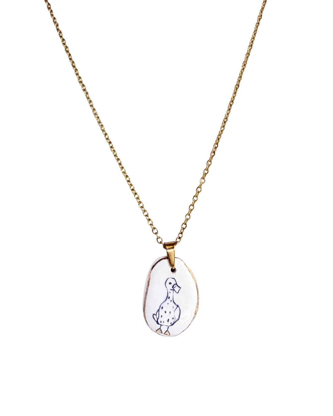 Goose pendant and venetian box chain necklace