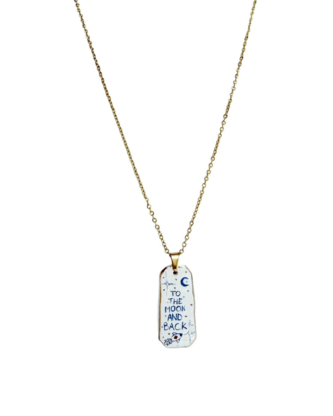 To the moon and back pendant and venetian box chain necklace