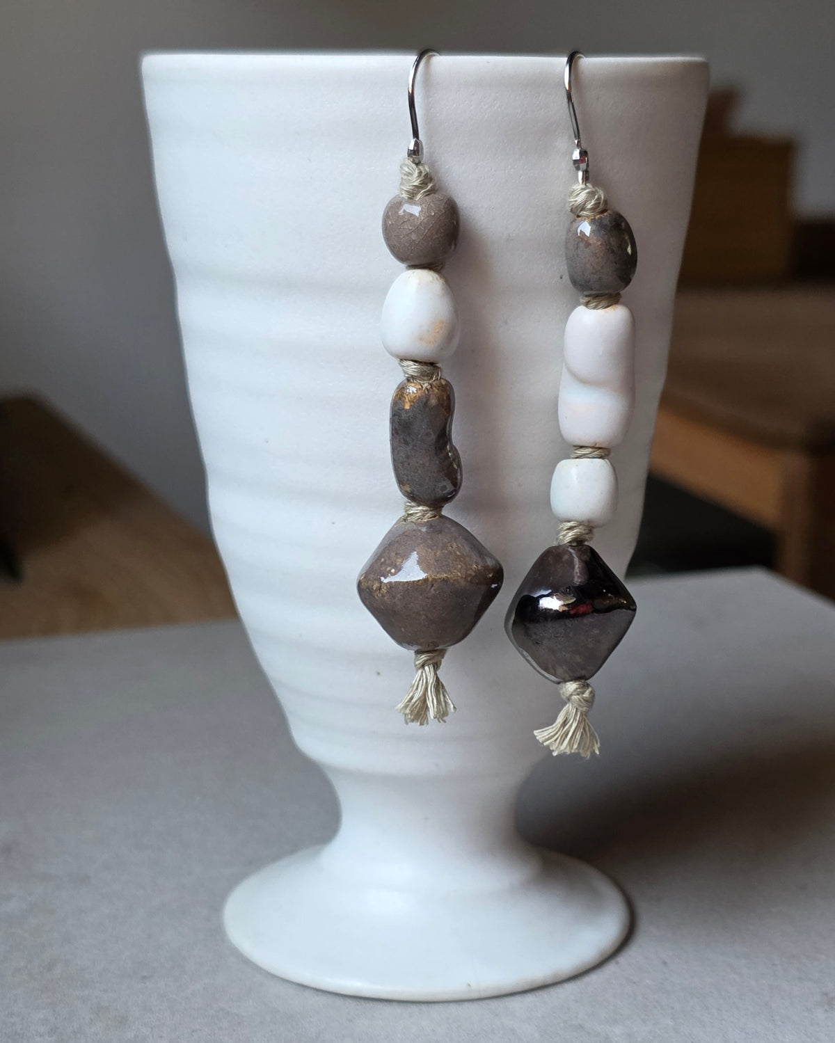 Mismatched Ceramic Dangle Earrings – Time Nugget