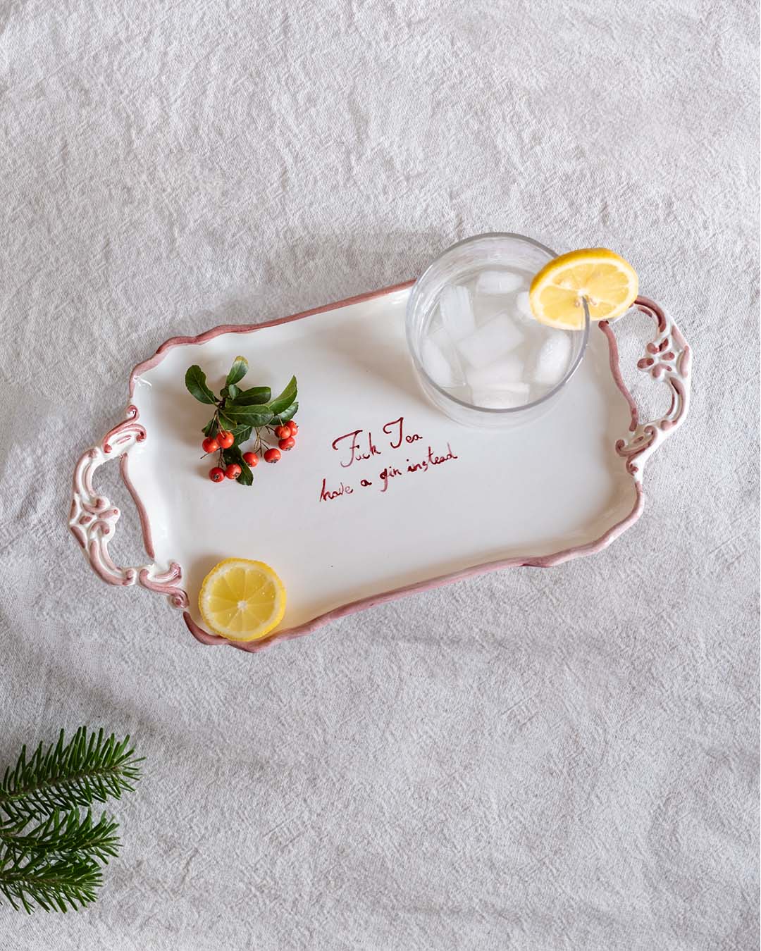 Vassoio "Fuck Tea, prendi un gin invece".