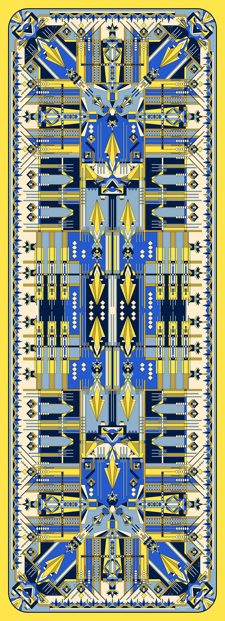 preziosa sciarpa in twill di seta stampata gialla e blu creazione accessori lusso