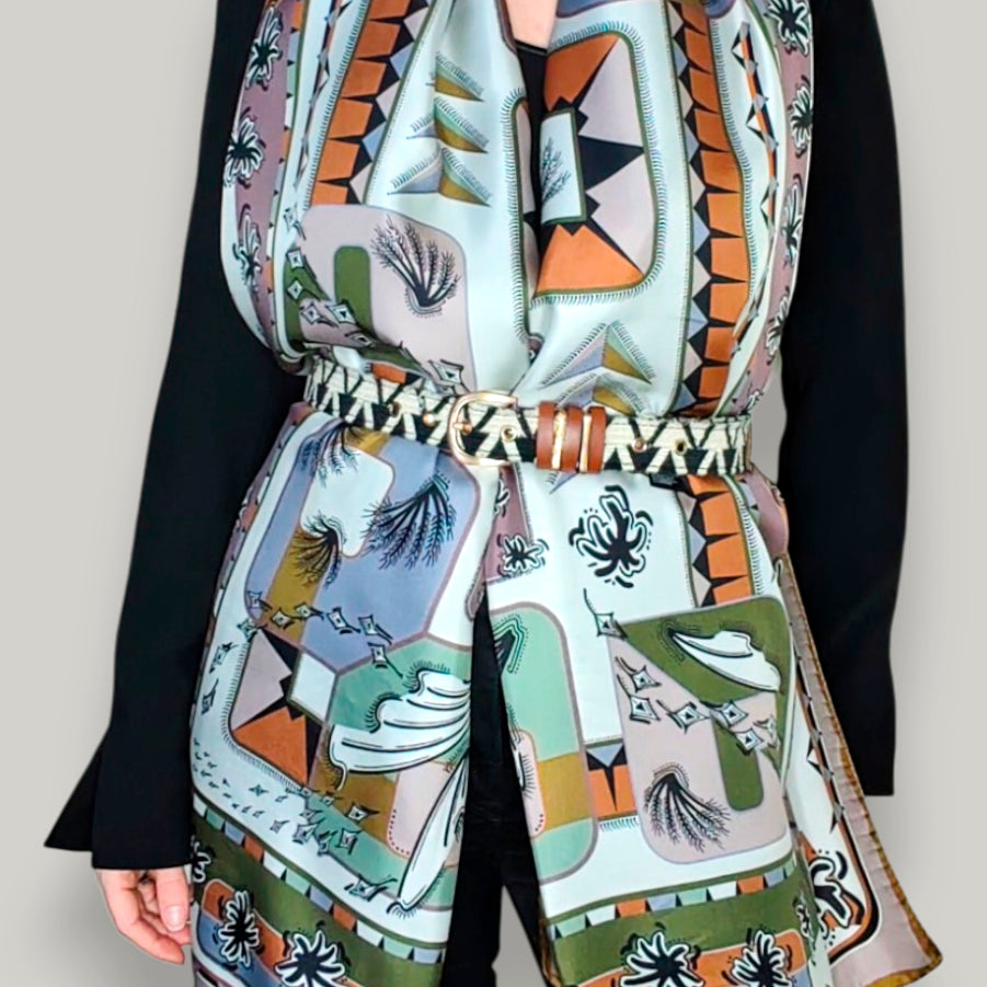 Stole in silk - L'ebbrezza del volo - avorio e terra