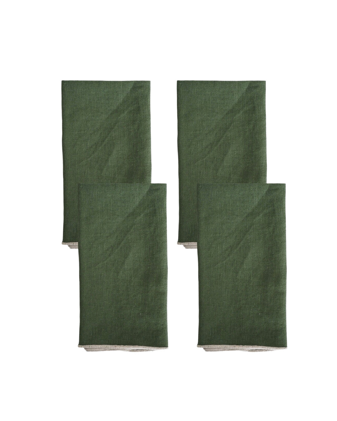 Set of 4 linen napkins with contrast trim