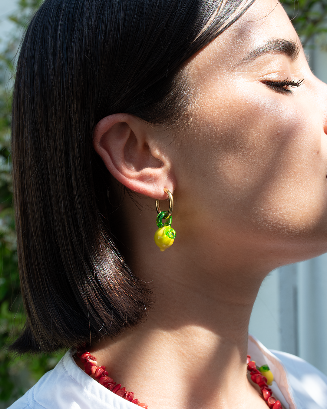 Handmade recycled glass earrings - lemon earrings -Suplais