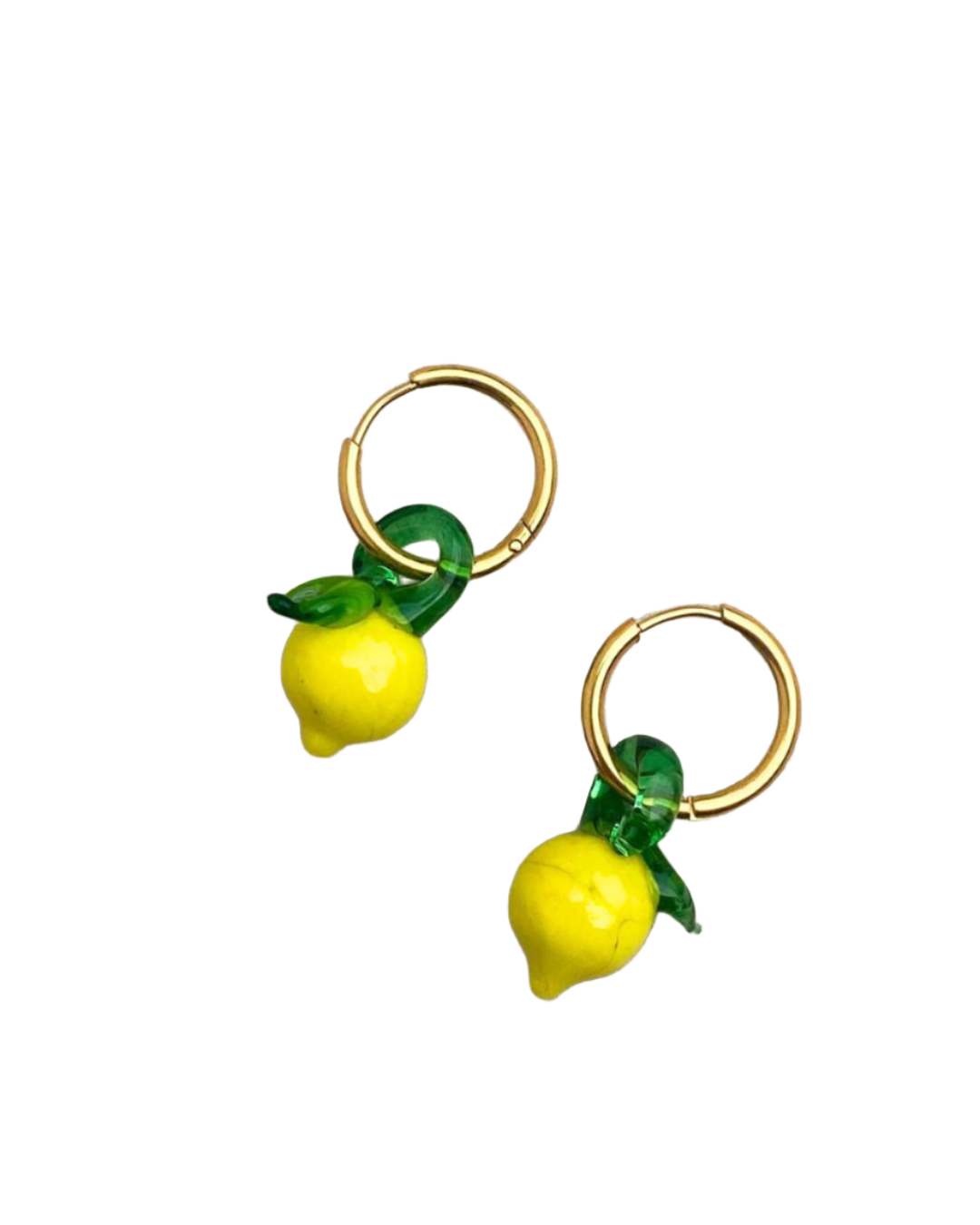Handmade recycled glass earrings - lemon earrings -Suplais