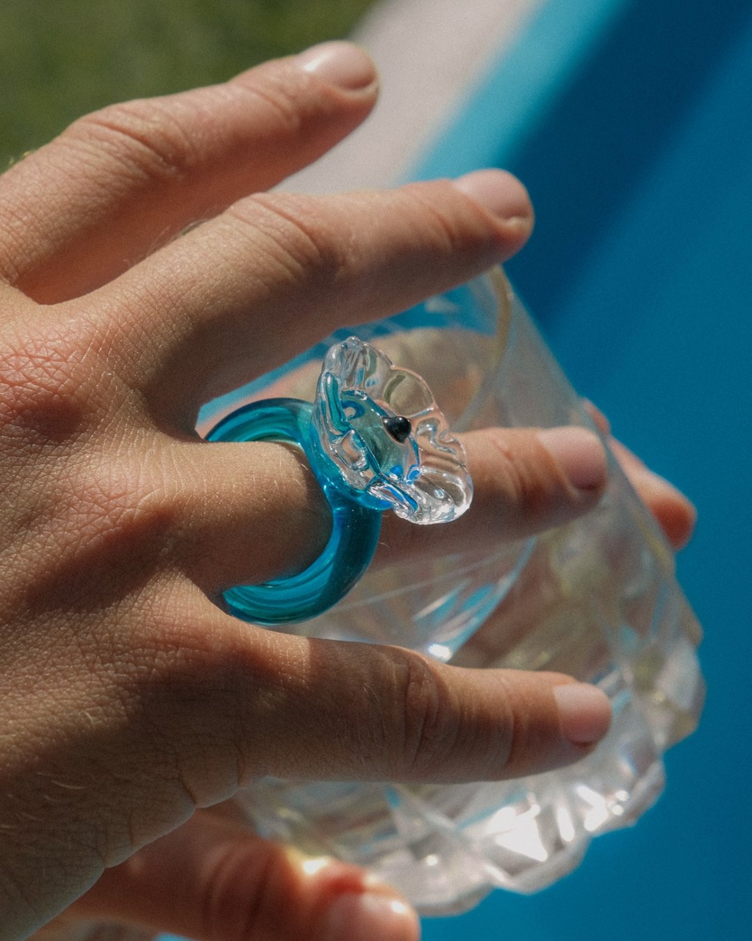 Handmade glass ring - flower - Poppins ring - Suplais