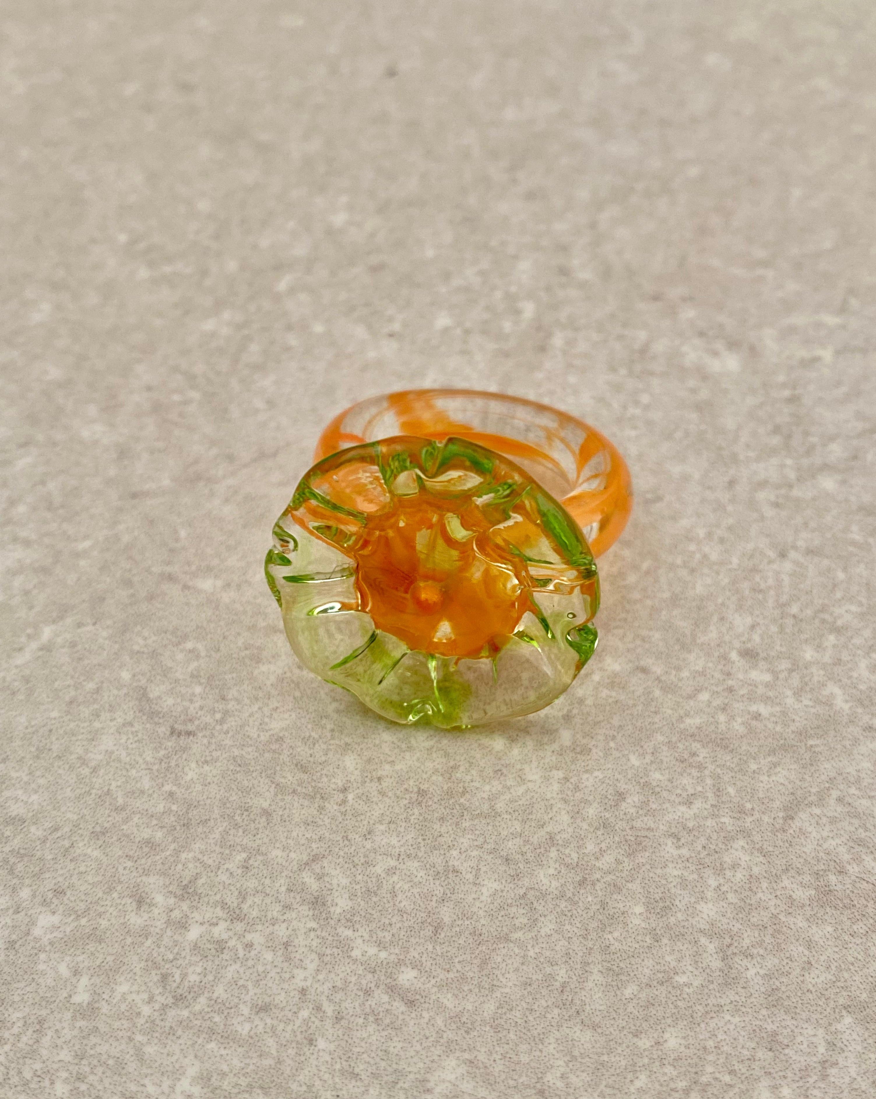 Handmade glass ring - flower - Poppins ring - Suplais