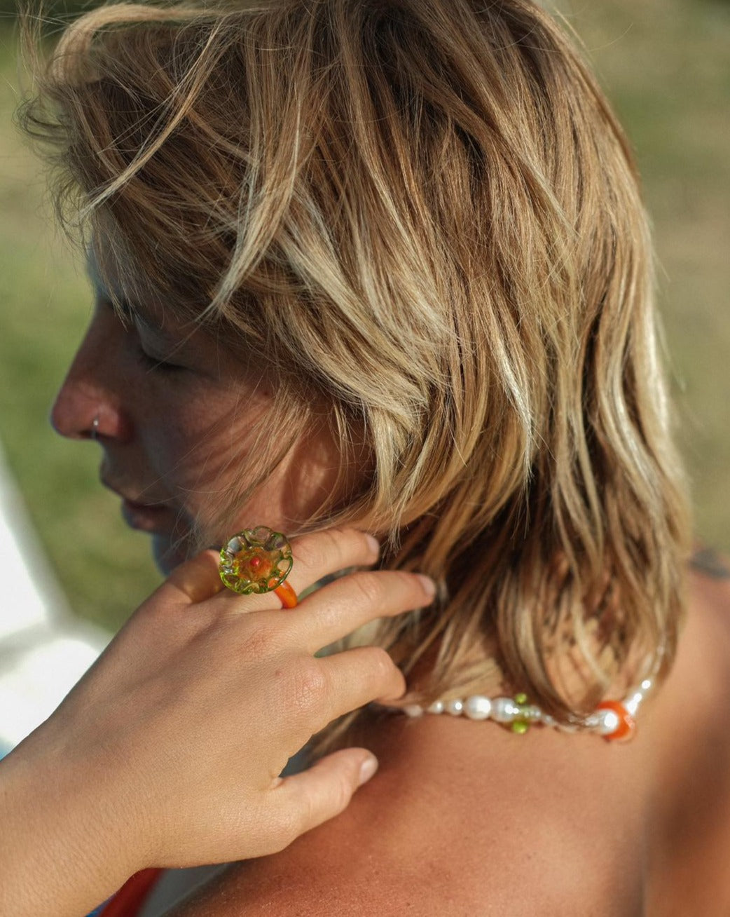 Handmade glass ring - flower - Poppins ring - Suplais