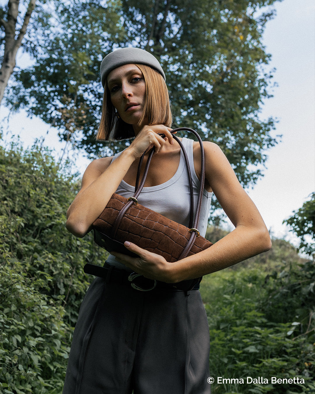 Bella Suede Mini Bag - Chocolate Brown