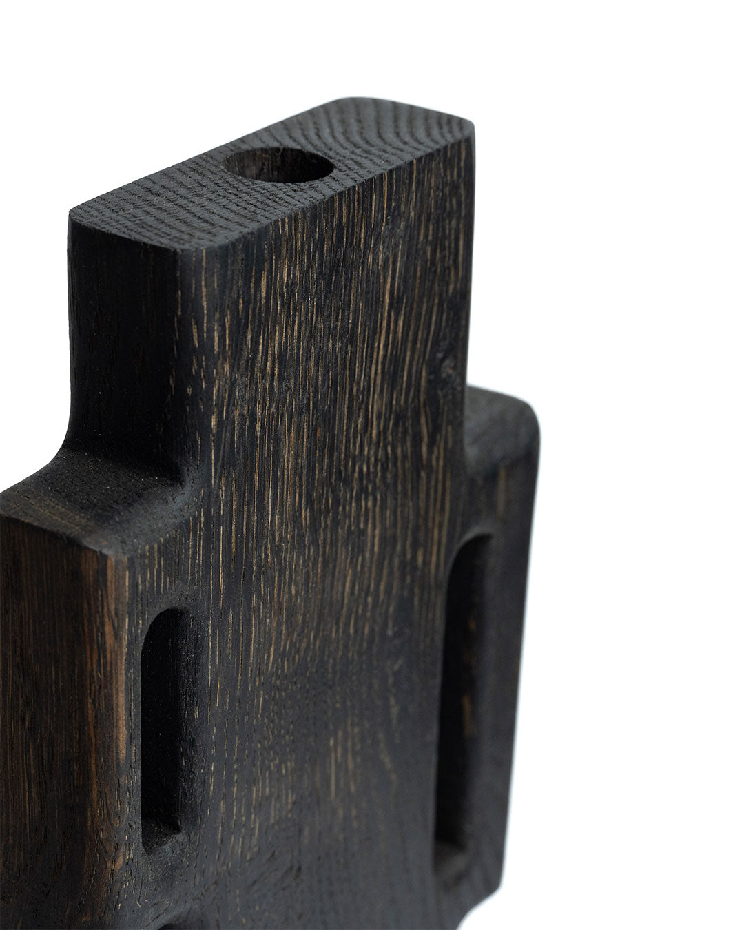 Double Handles Asymetric Wood Vase