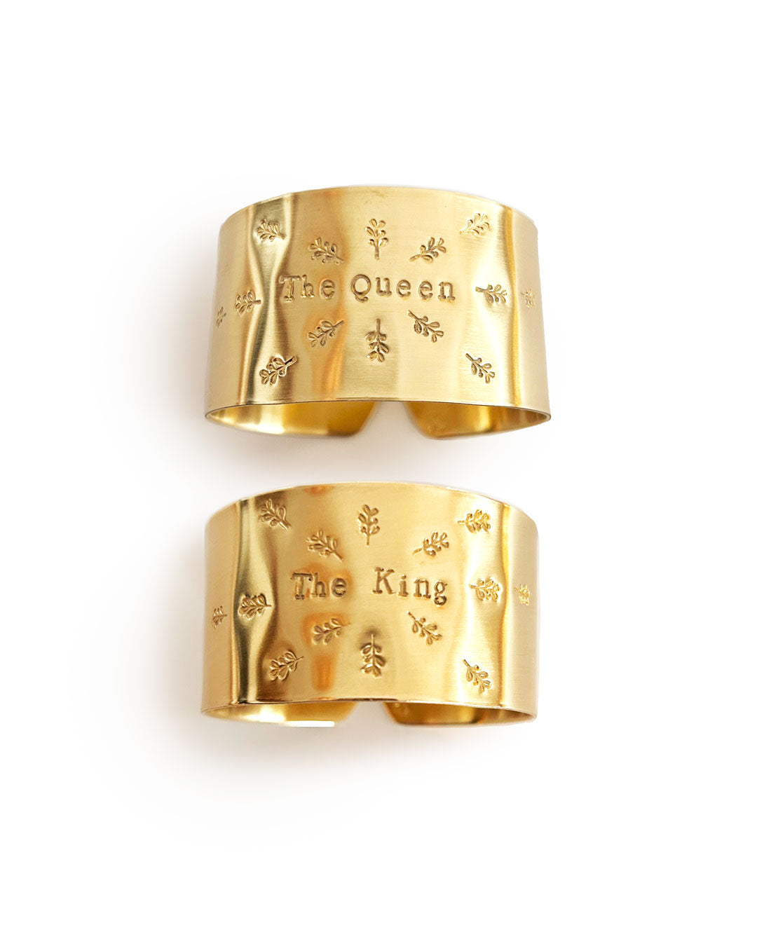 King & Queen | Engraved brass napkin ring bundle