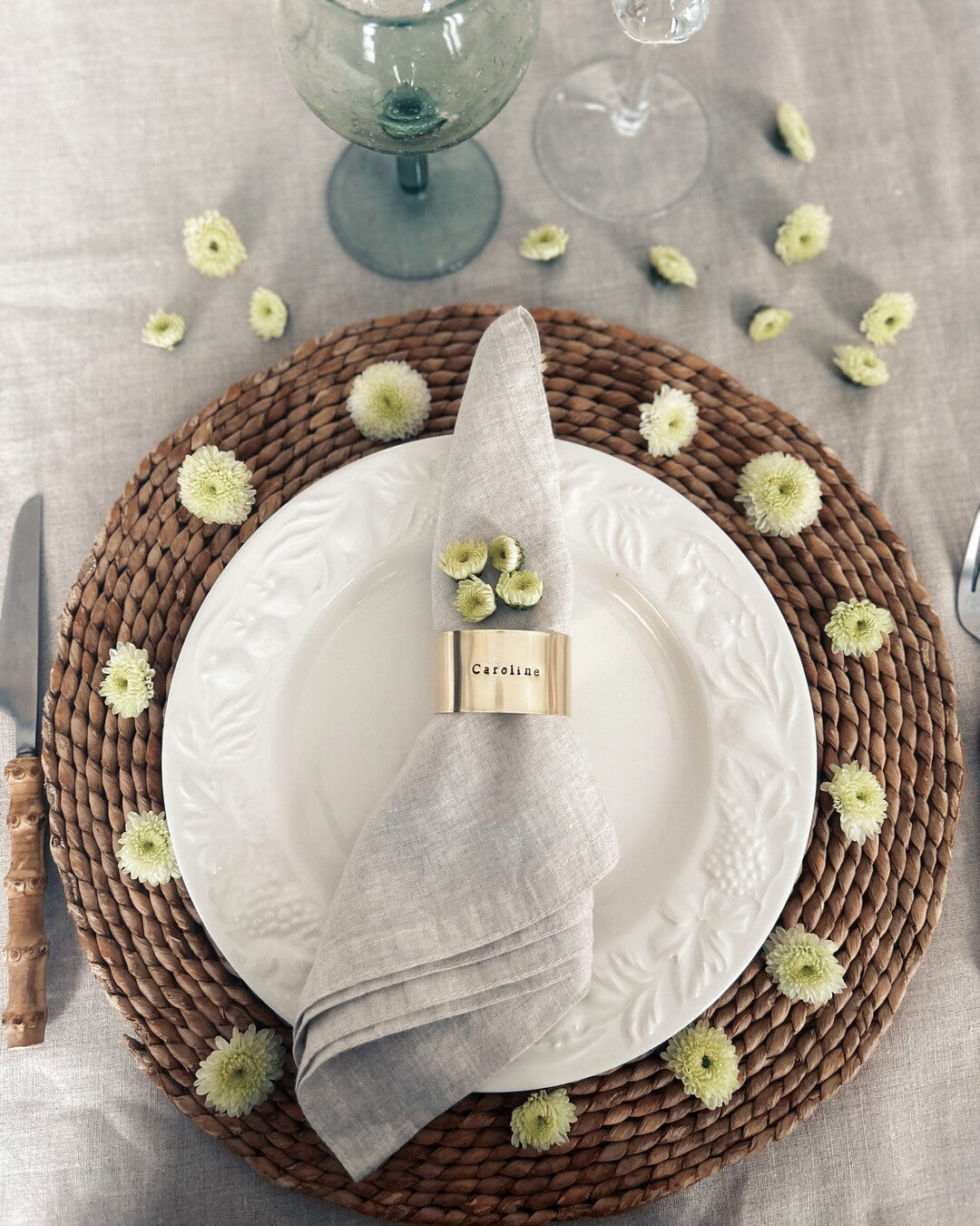 Custom engraved brass napkin ring