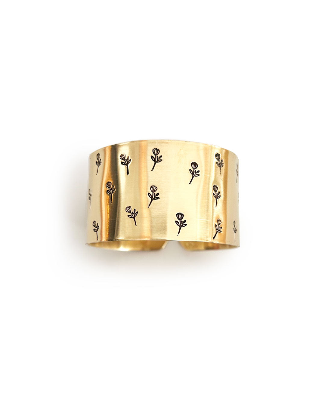 Flowers - Engraved brass napkin ring