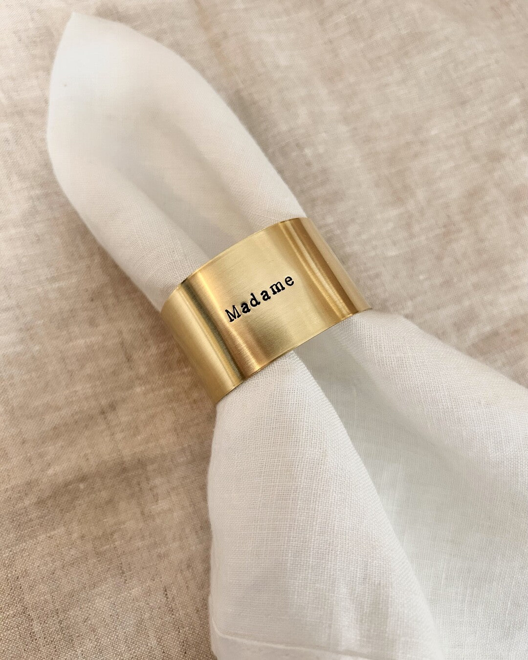 The Couple | Engraved brass napkin ring bundle