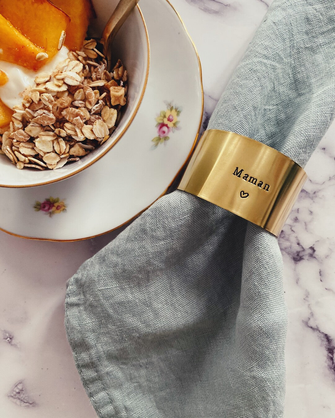 Maman & Papa | Engraved brass napkin ring bundle