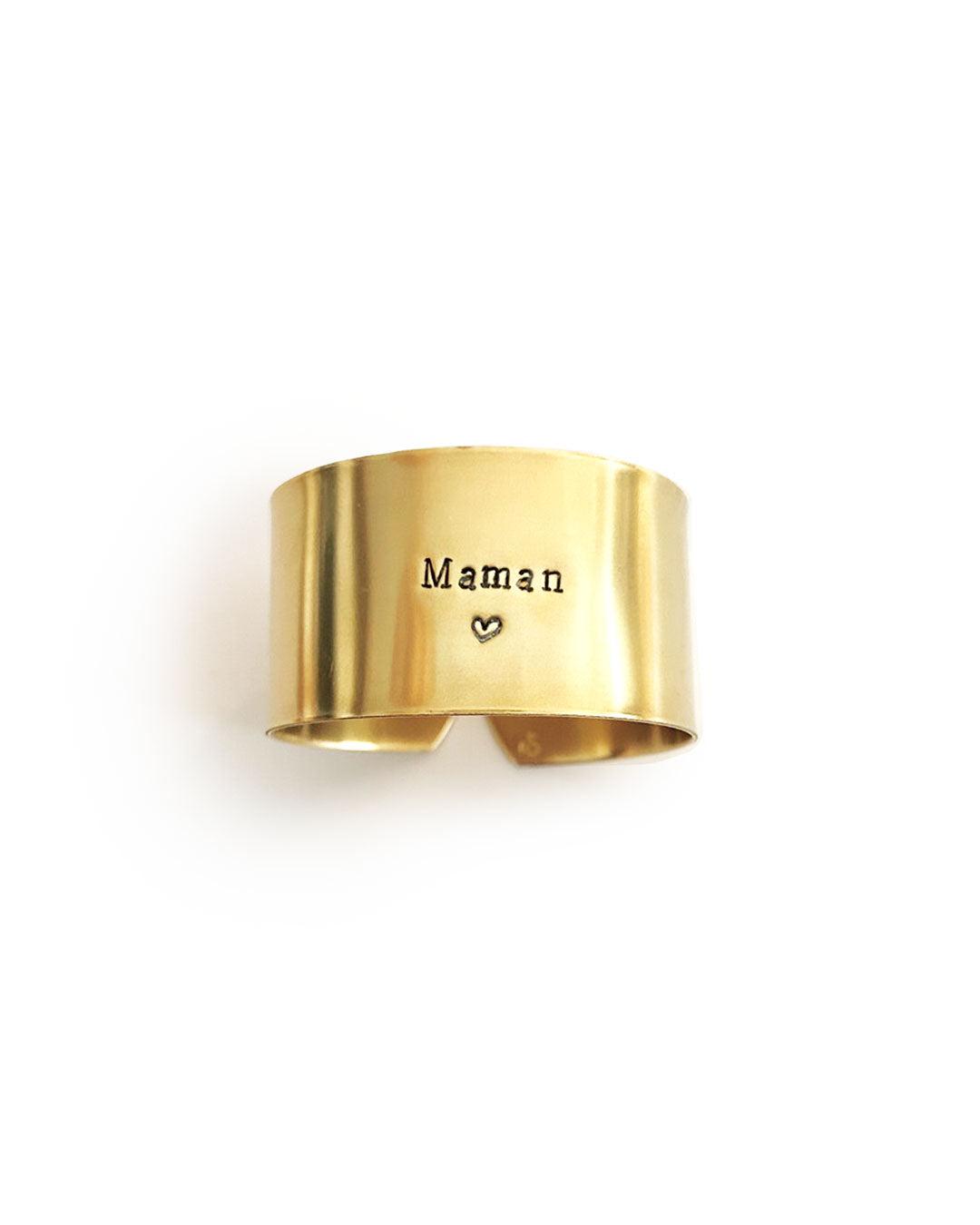 "Maman" - Engraved brass napkin ring with heart symbol