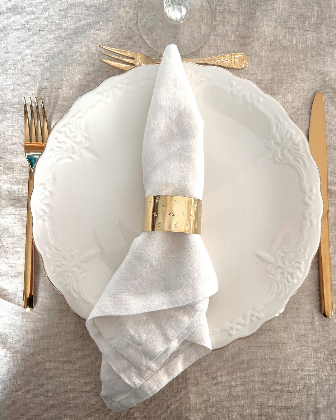 Eucalyptus - Engraved brass napkin ring