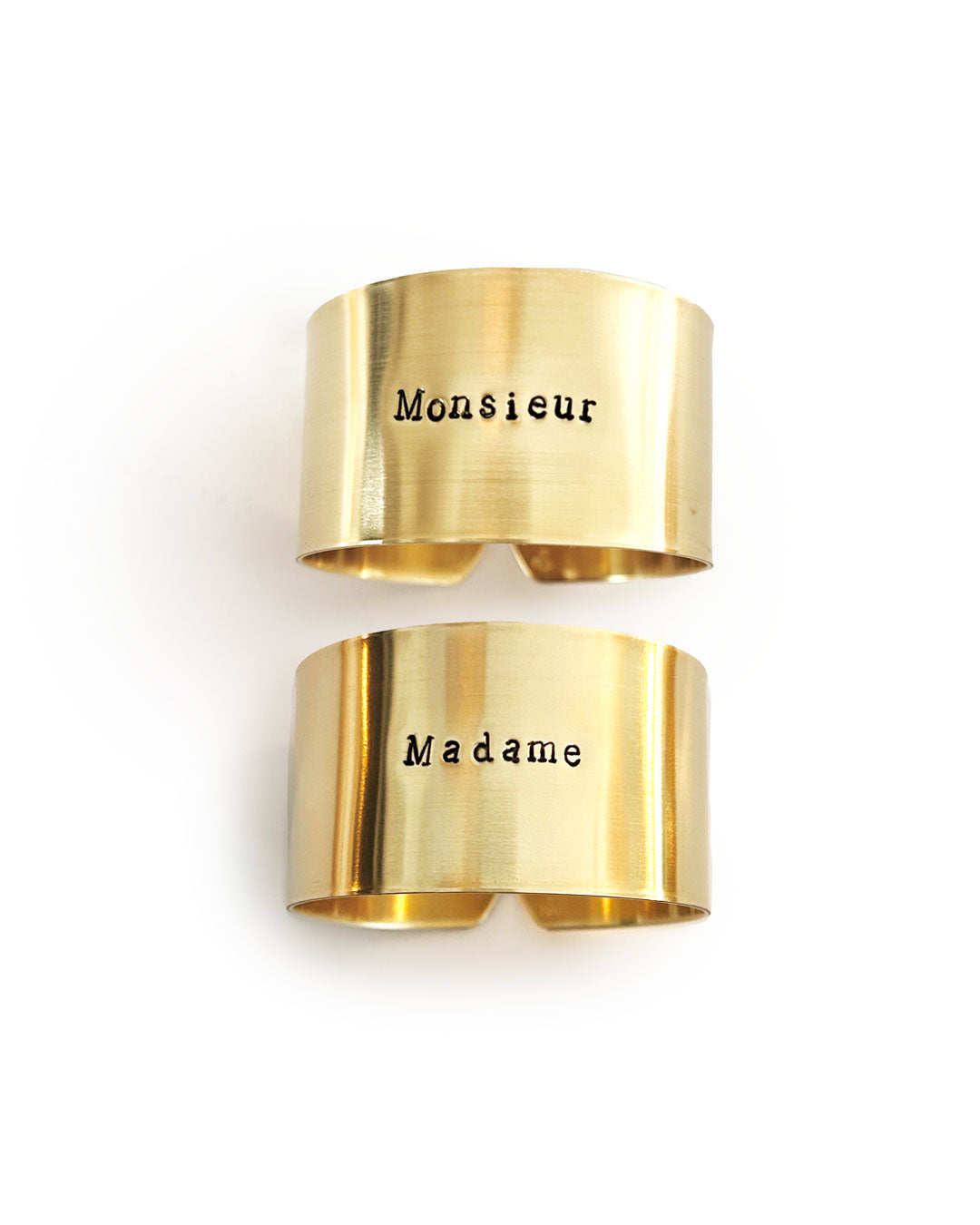 The Couple | Engraved brass napkin ring bundle