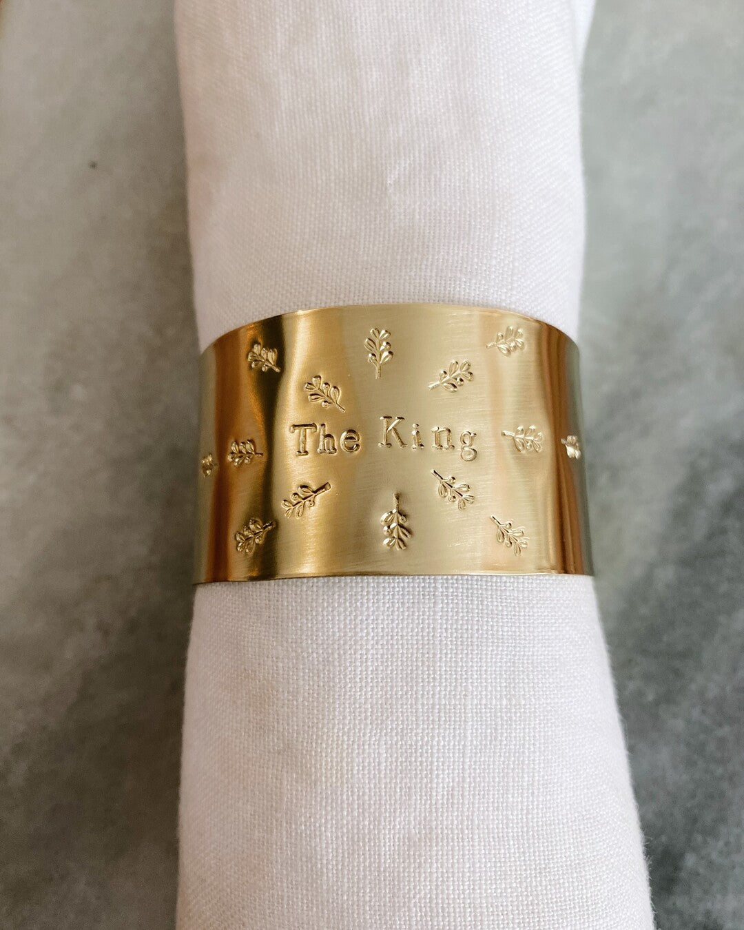 King & Queen | Engraved brass napkin ring bundle