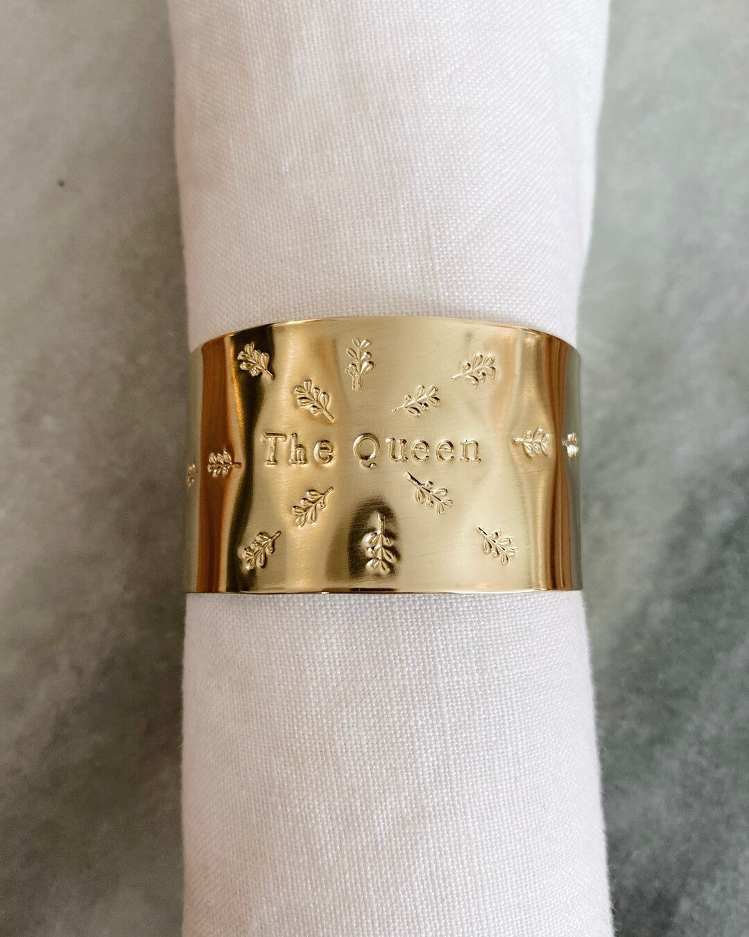 King & Queen | Engraved brass napkin ring bundle