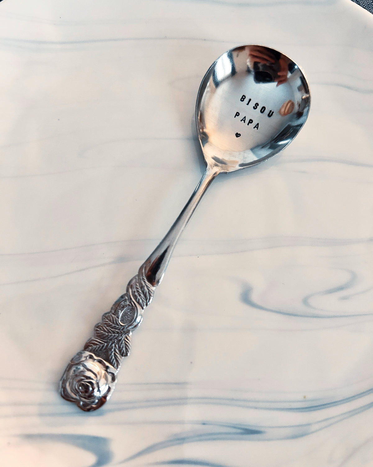 Custom - Hand-Stamped Stainless Steel Dessert Spoon