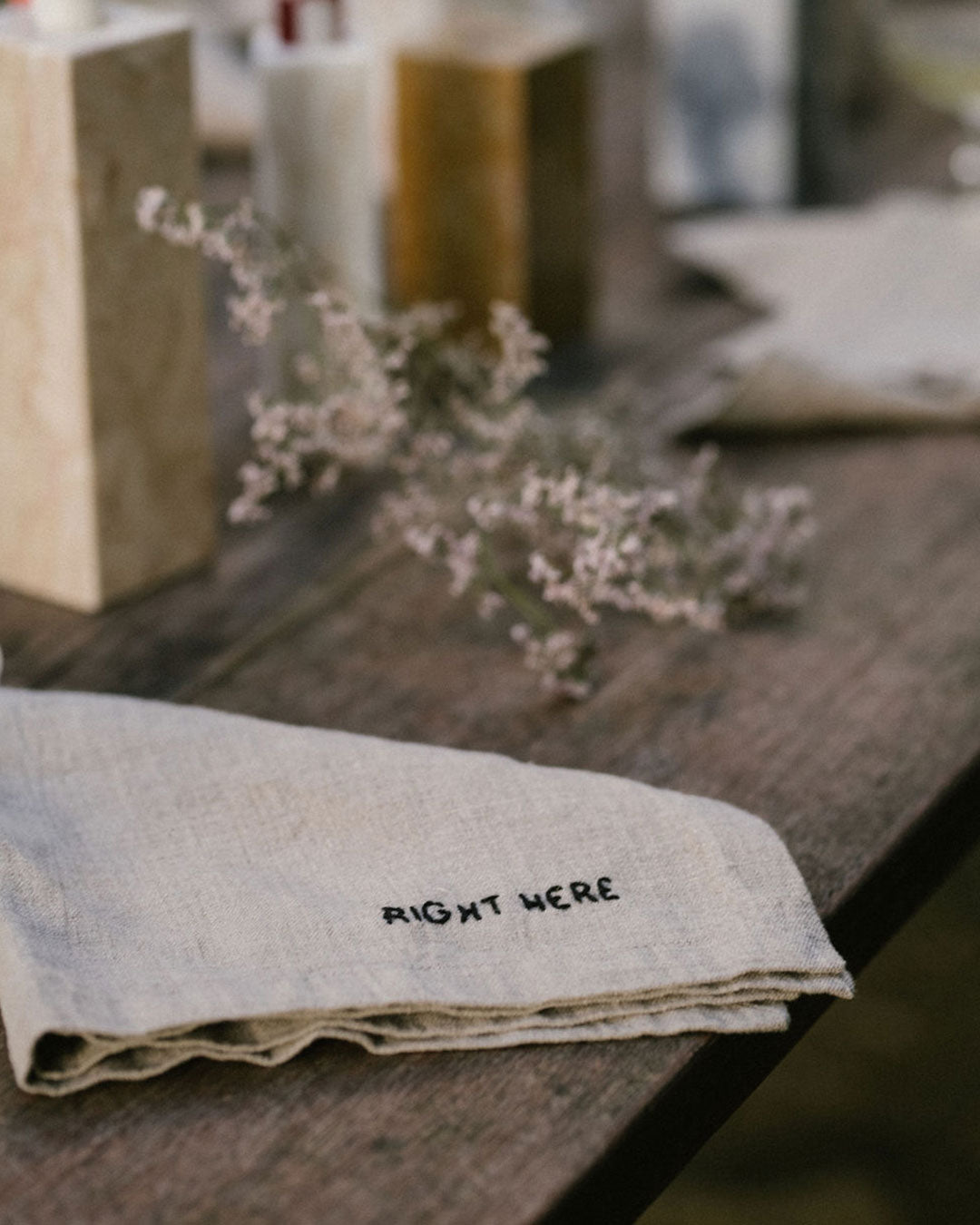 Hand embroidered linen napkin Valsa Home