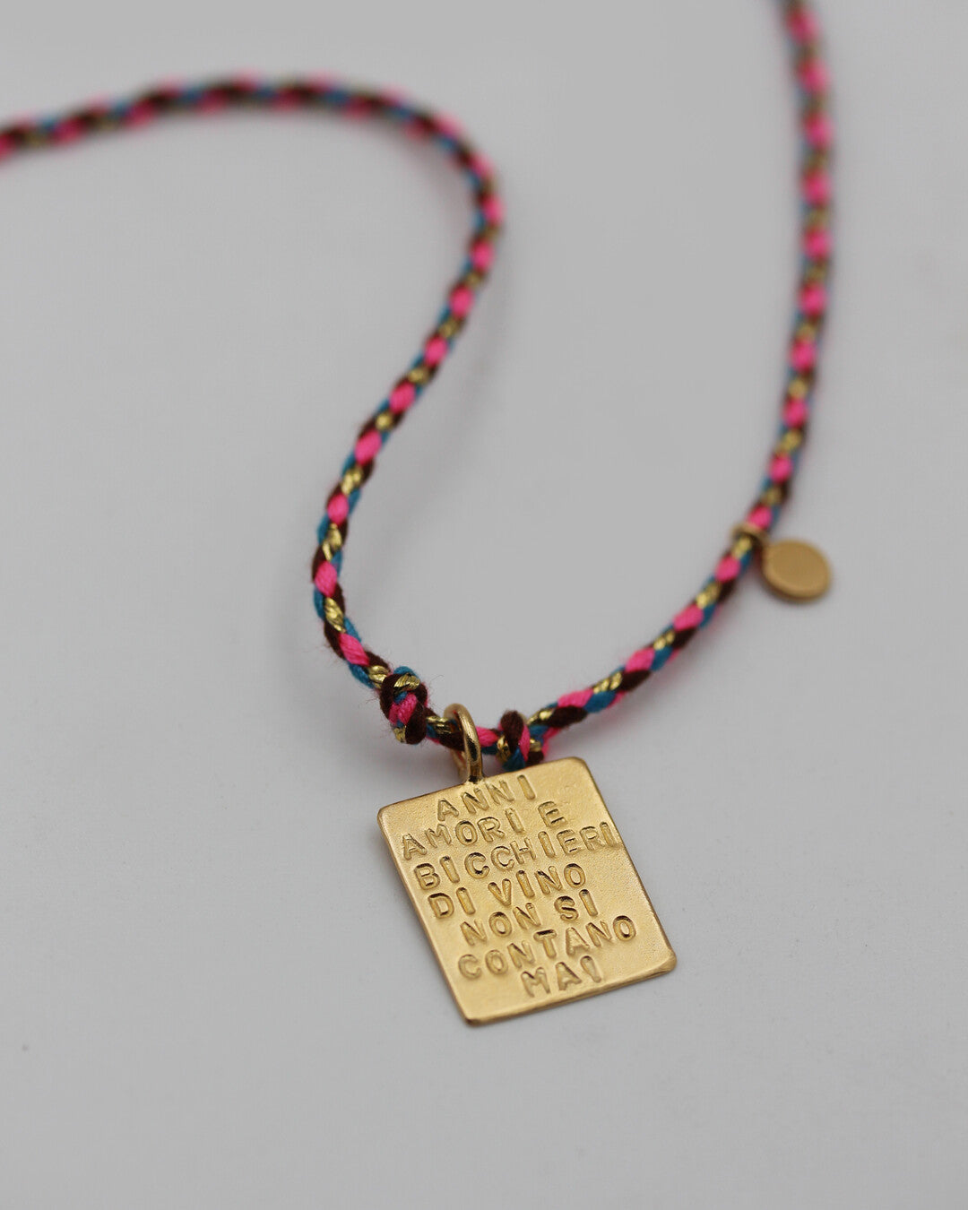 "Anni amori e bicchieri di vino non si contano mai" Cord Necklace