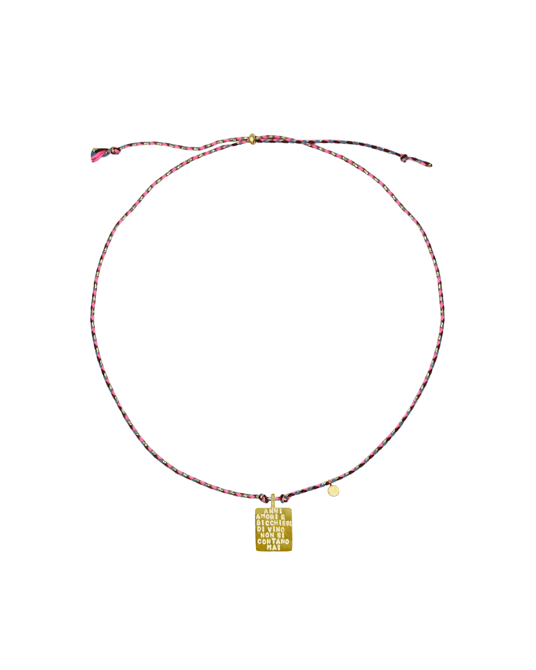 "Anni amori e bicchieri di vino non si contano mai" Cord Necklace