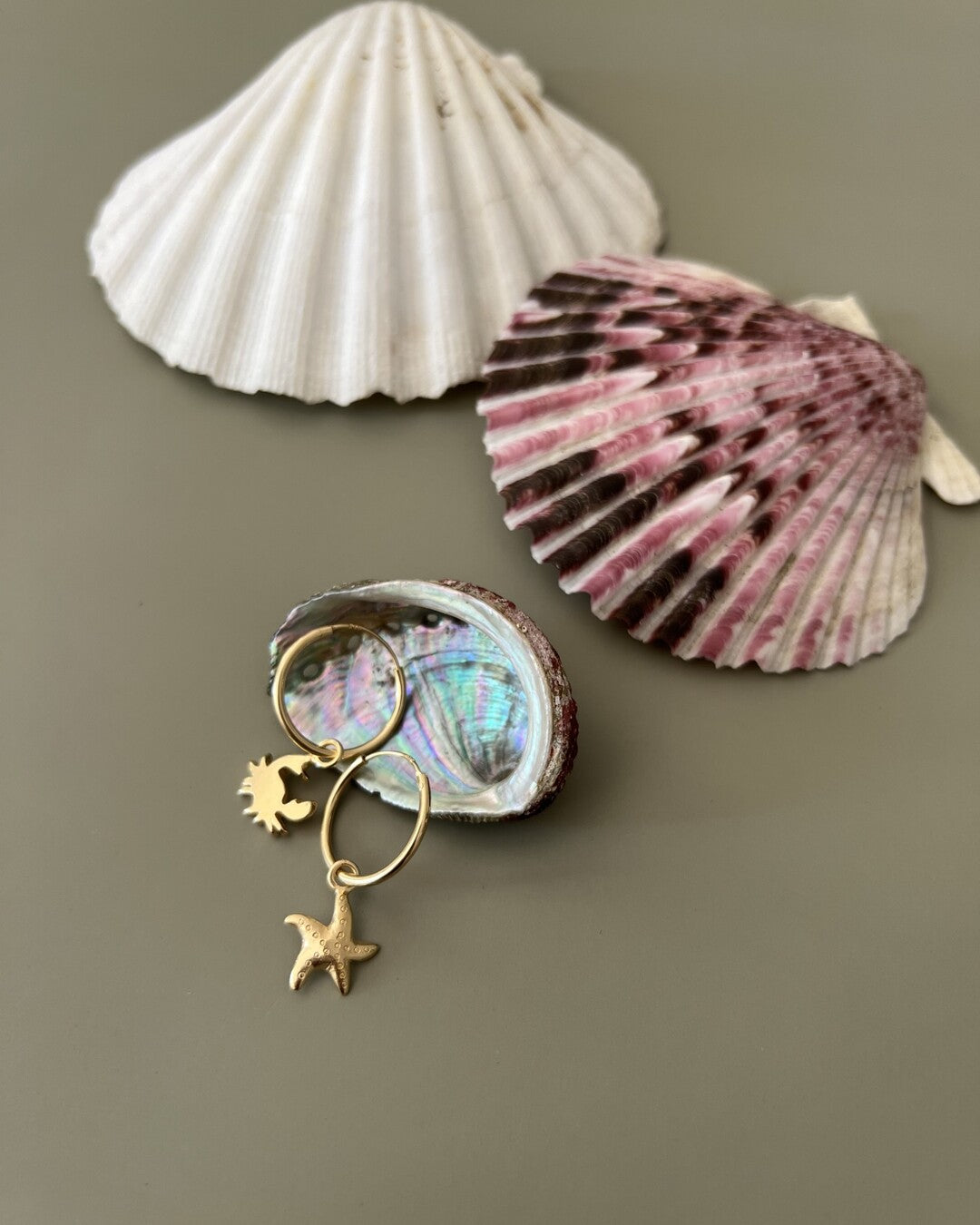 Starfish & Crab hoop earrings