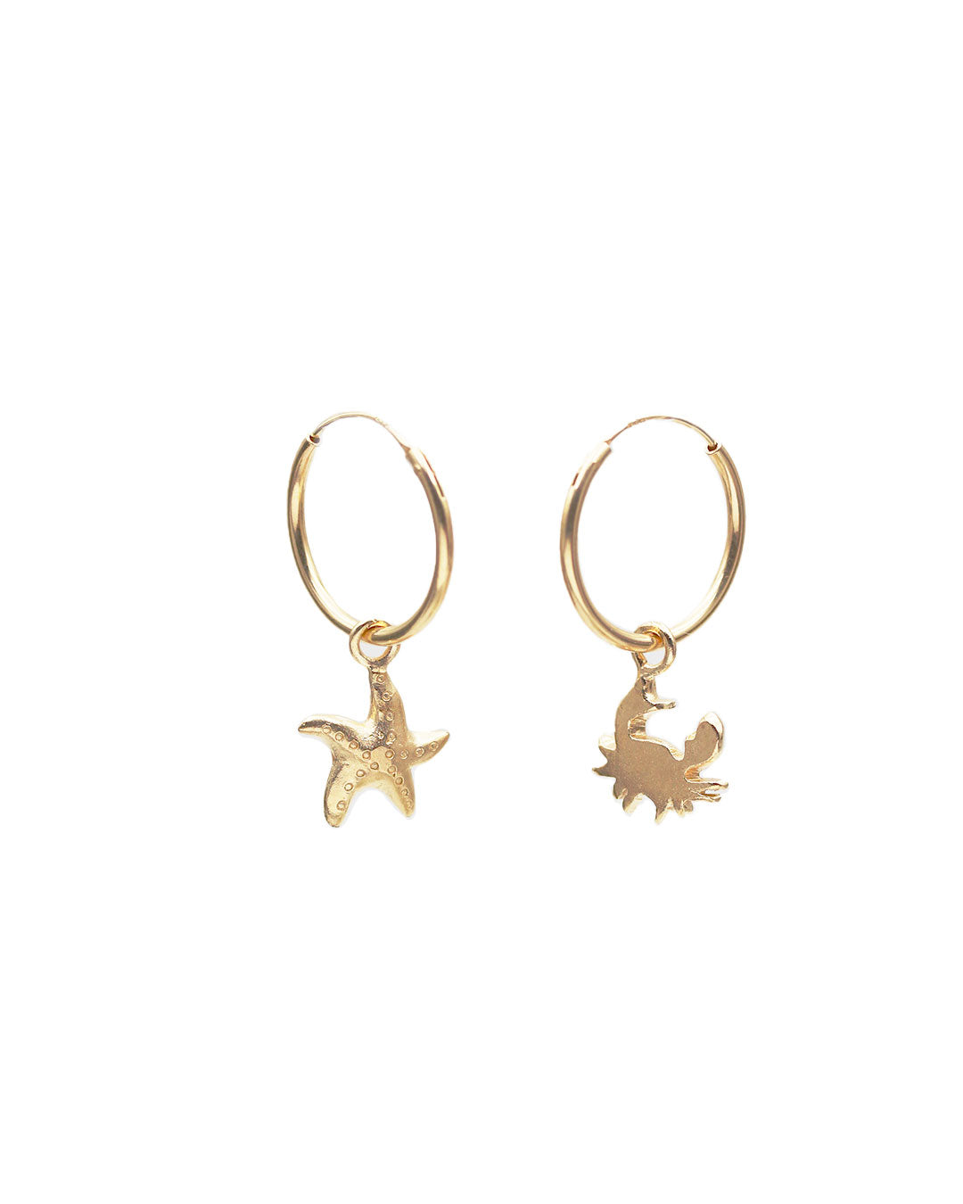 Starfish & Crab hoop earrings