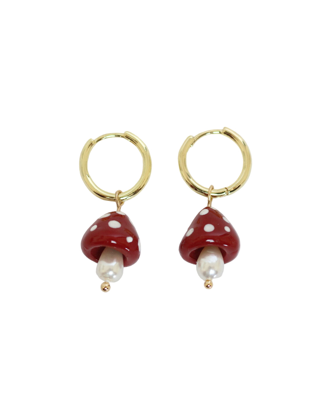 Red Mushroom Hoop Earrings