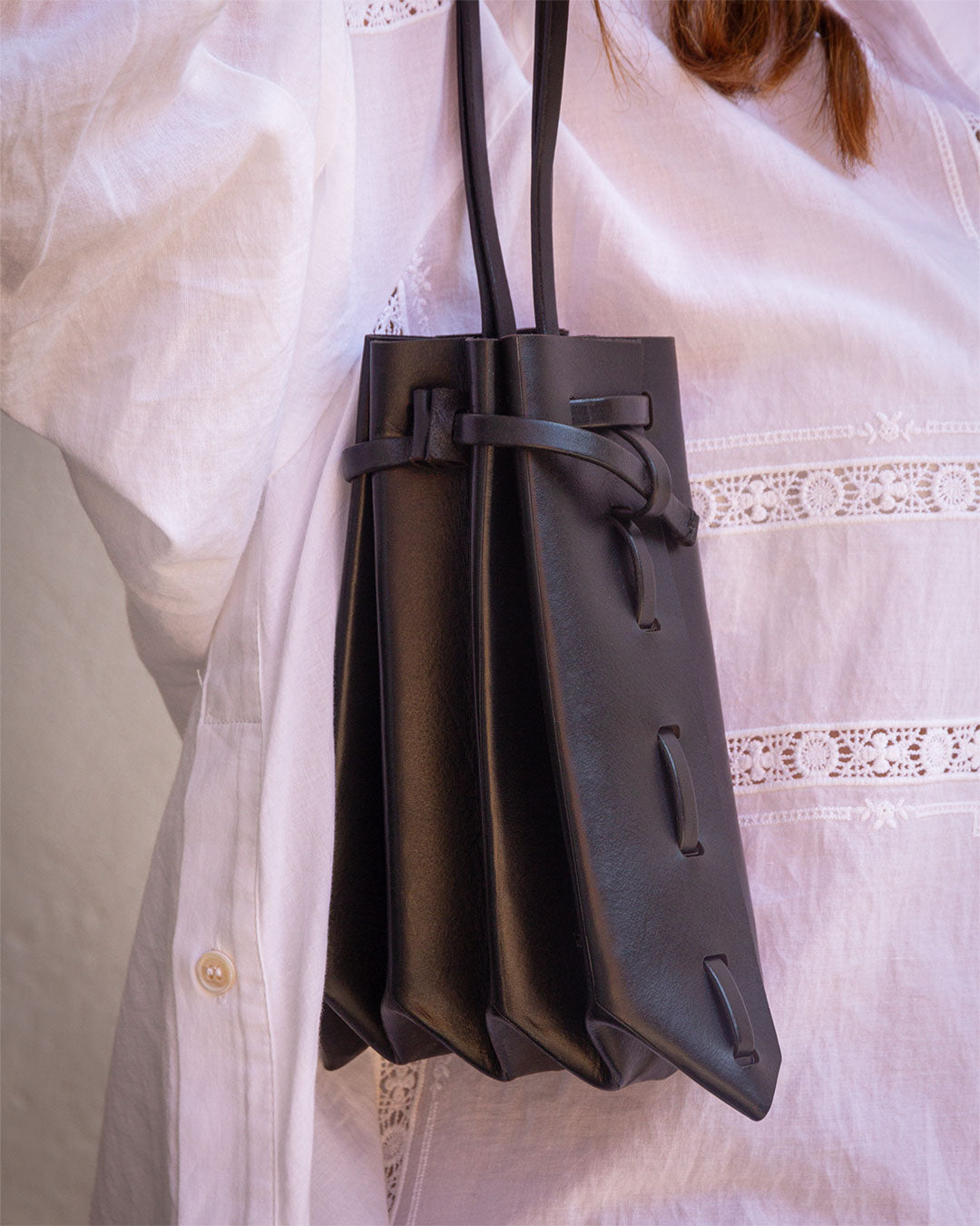Origami Leather Bag Black - Bottari Seoul