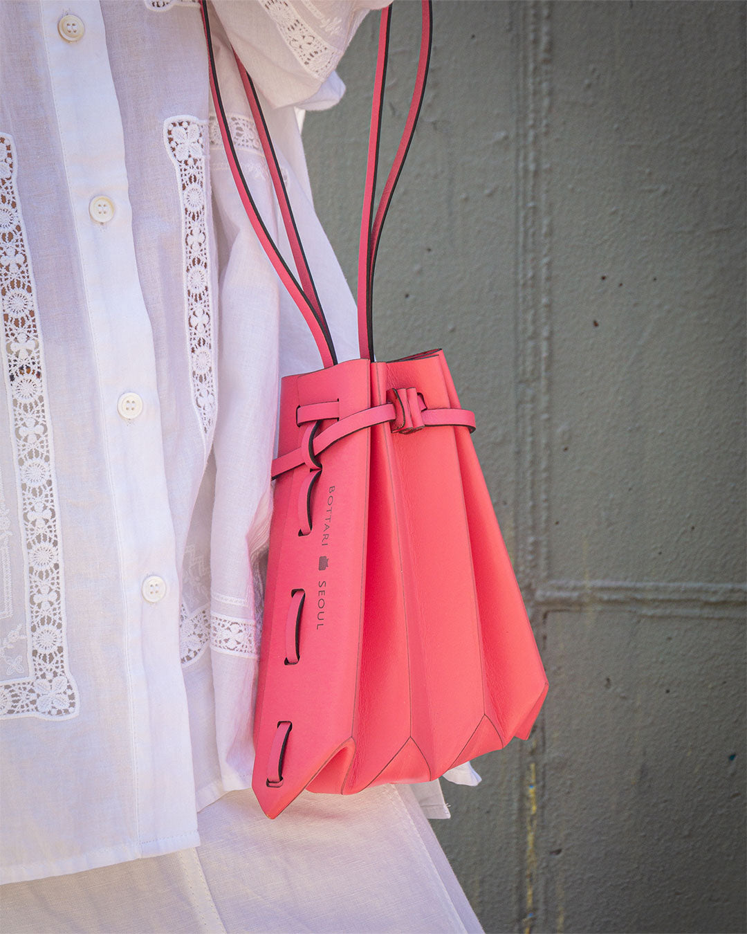 Origami Leather Bag Bubblegum - Bottari Seoul
