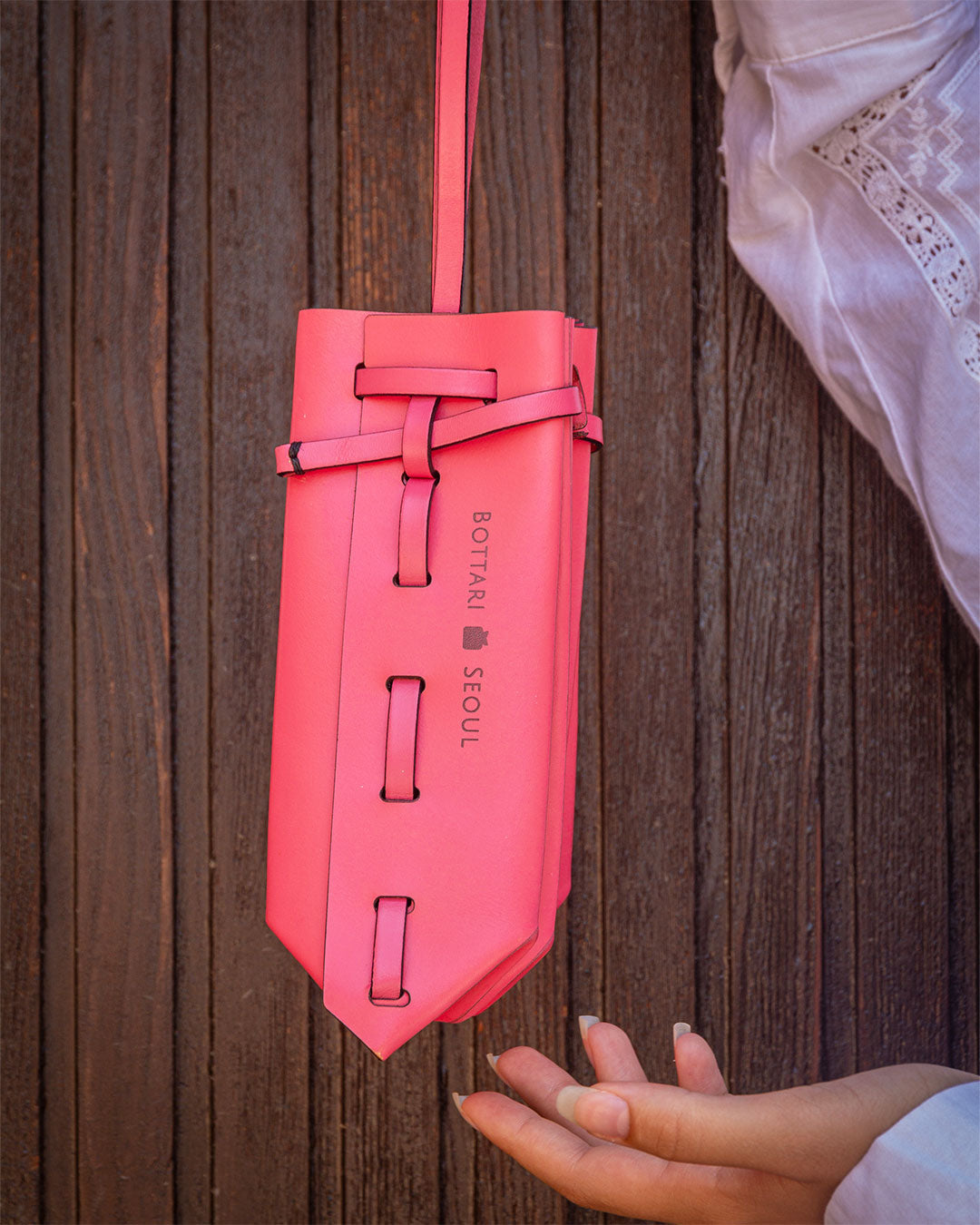 Origami Leather Bag Bubblegum - Bottari Seoul
