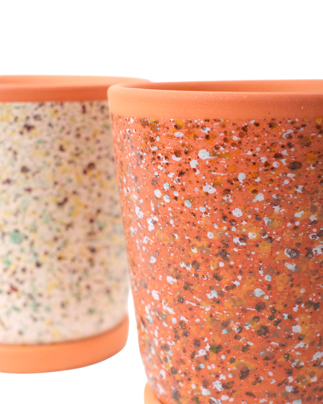 Speckled glazed clay pot