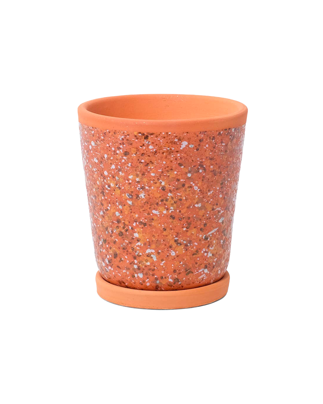 Speckled glazed clay pot