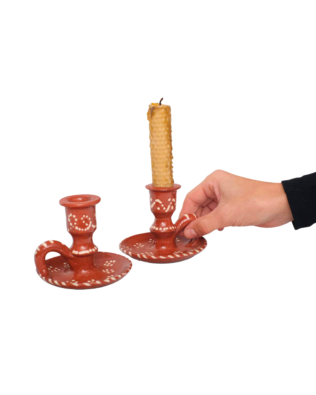 Hand-painted clay candle holder