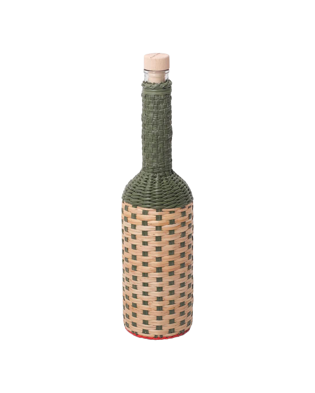 Hand-woven wicker bottle
