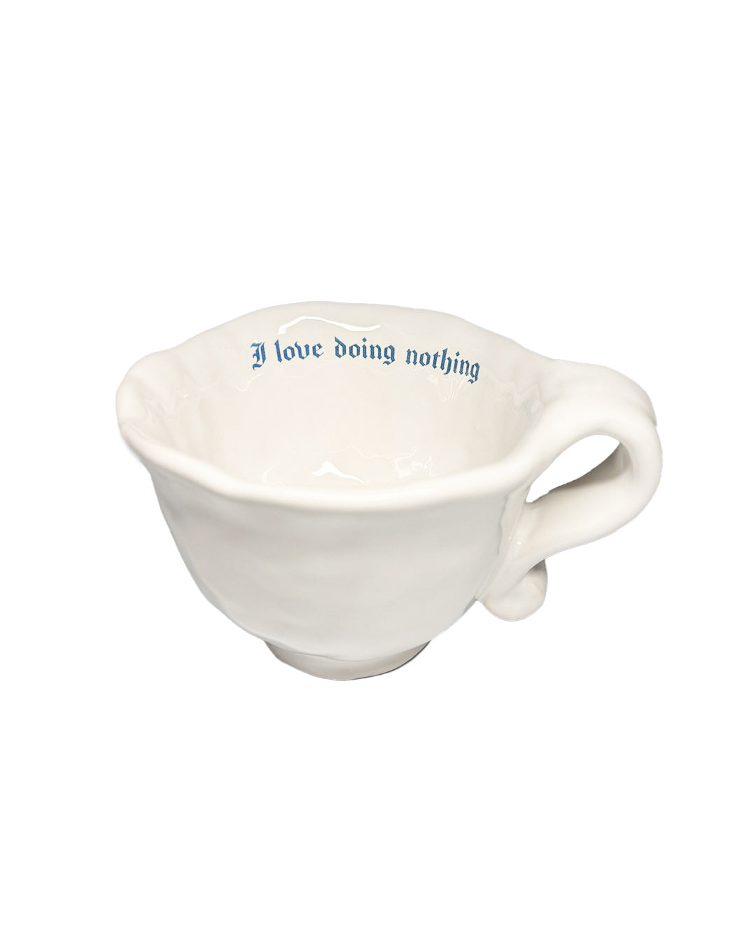 Handmade cappuccino cup with gothic text - Sassy - Incartato Ceramics