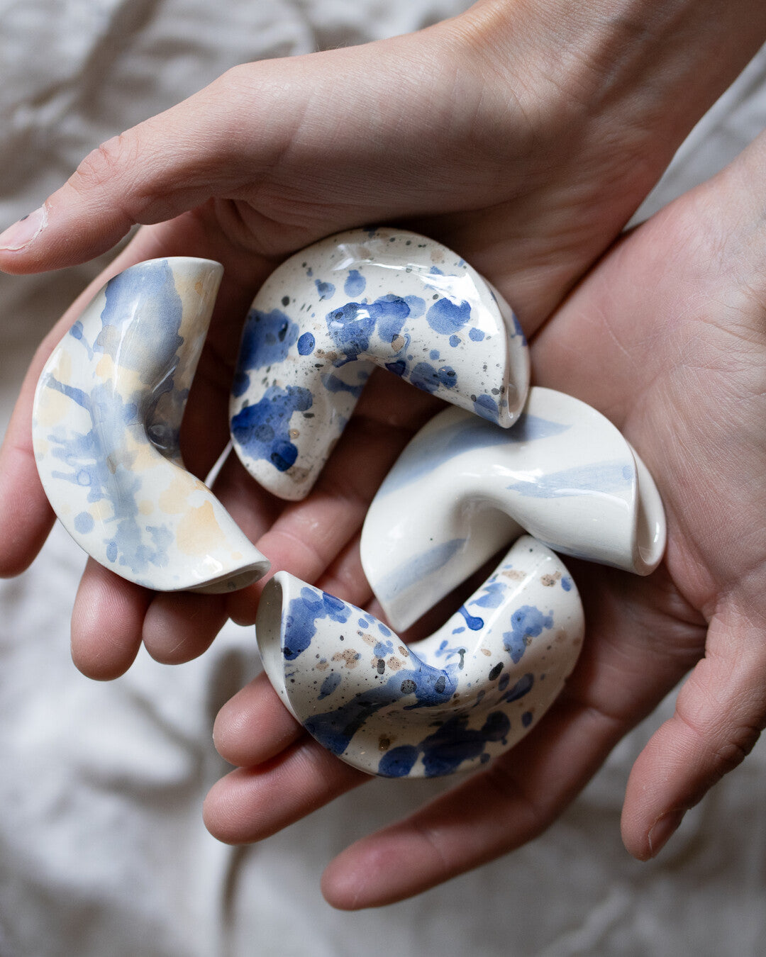Handmade ceramic chopstick holder - fortune cookie - Ouimiel Ceramics