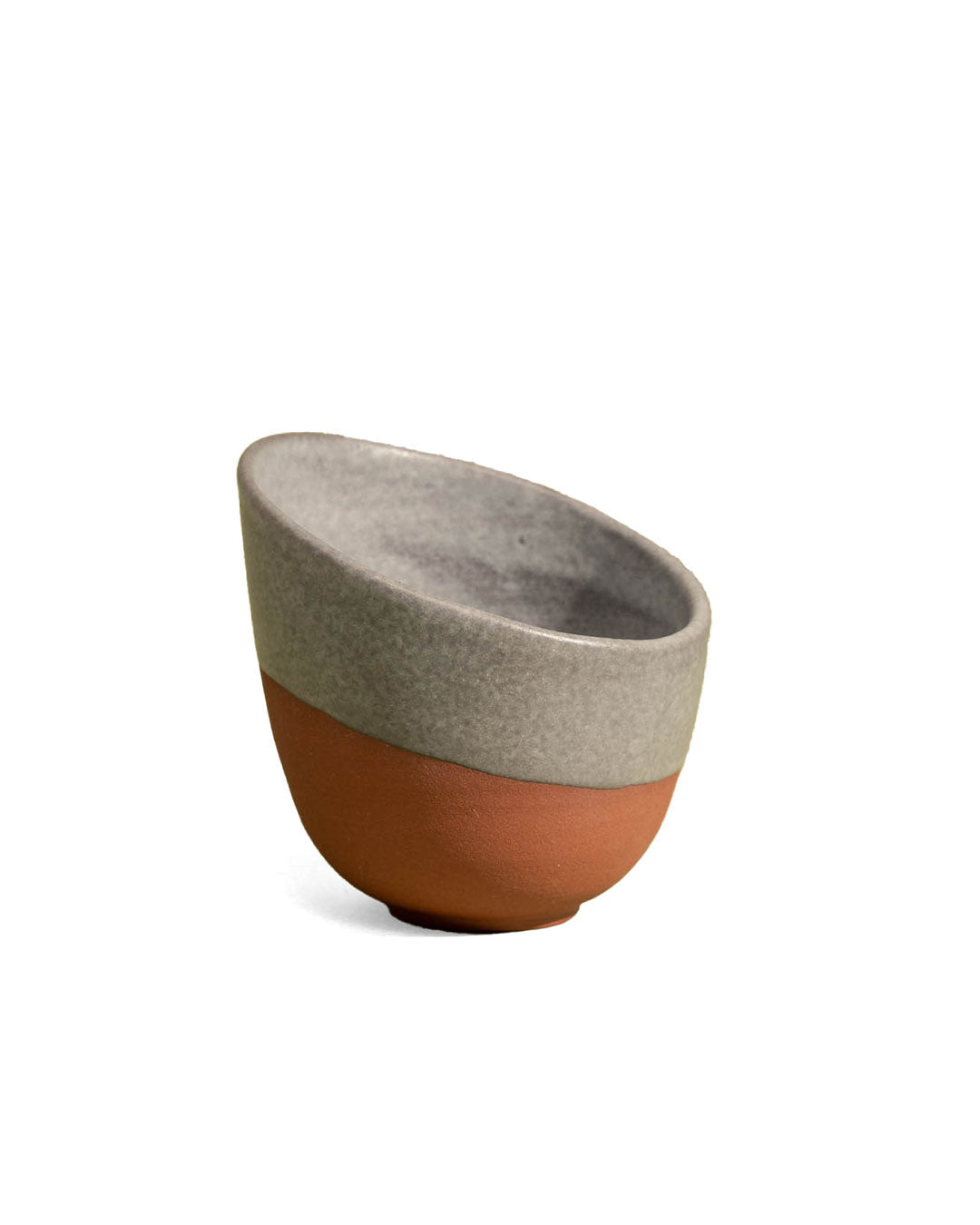Beveled red stoneware cup