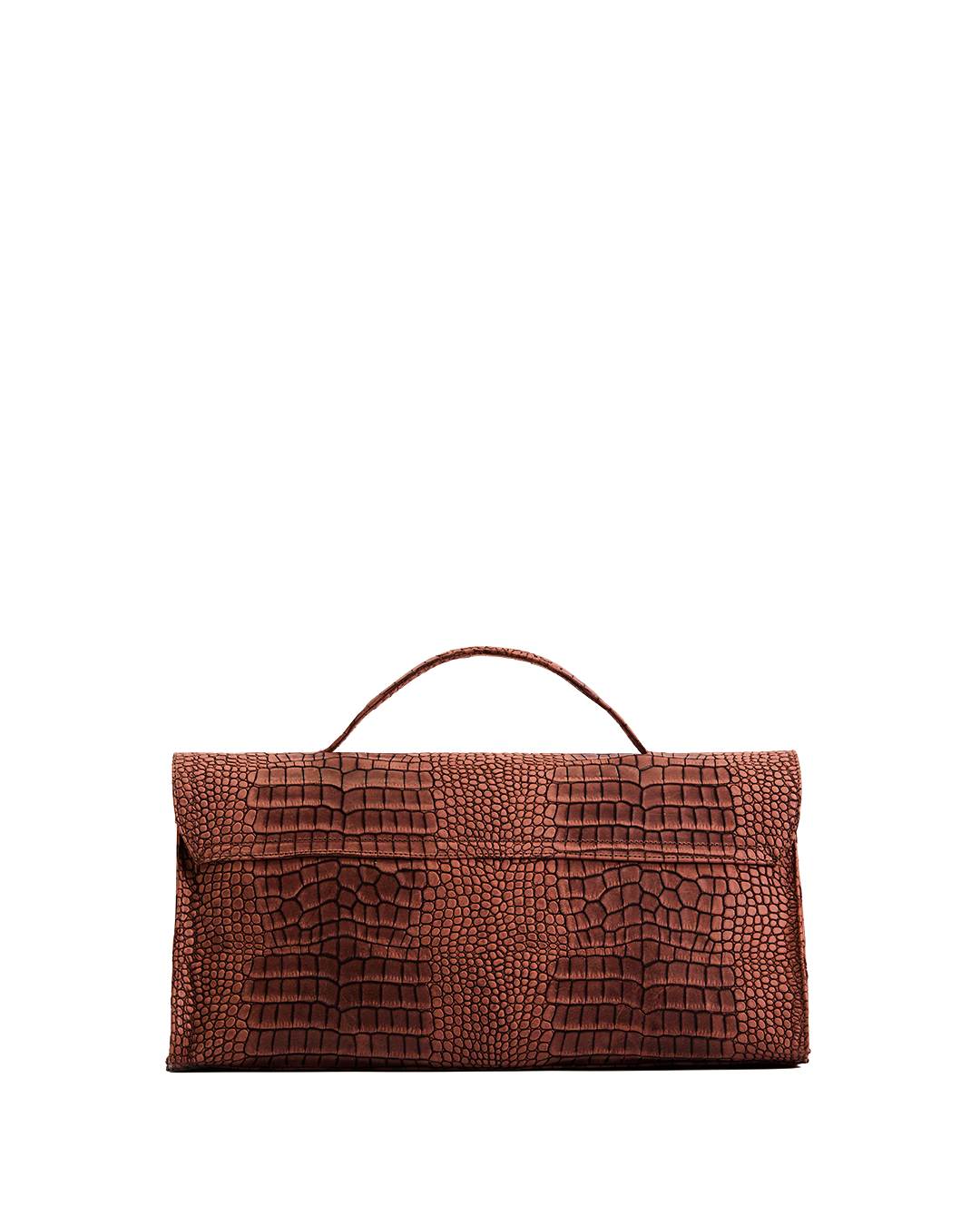 Madaline Crocodile Print Leather Bag - Habana