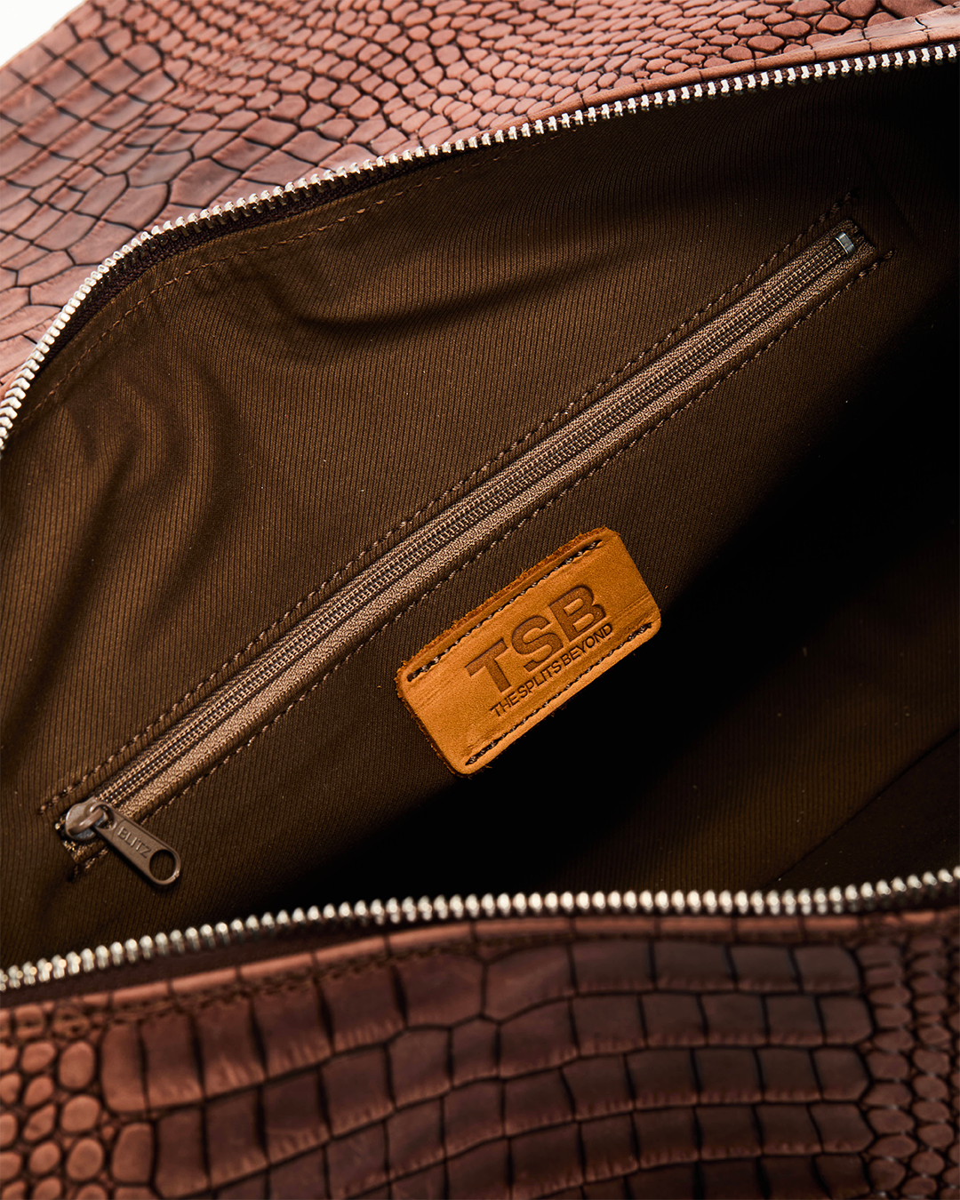 Madaline Crocodile Print Leather Bag - Habana