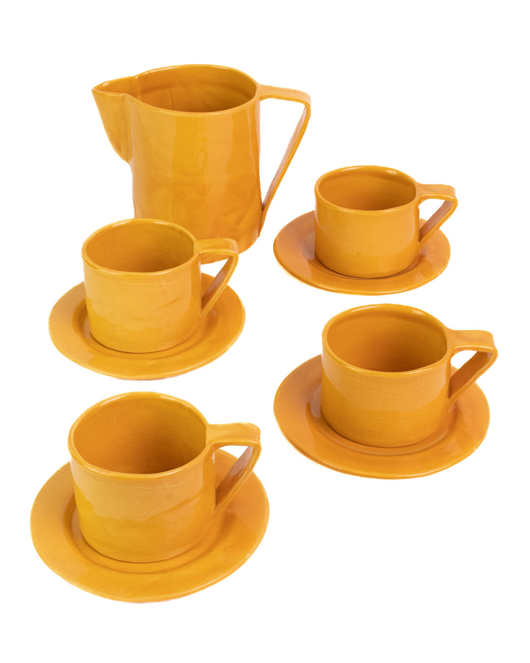 Milano Espresso Cup and Milk Jar Mustard - Set of 4